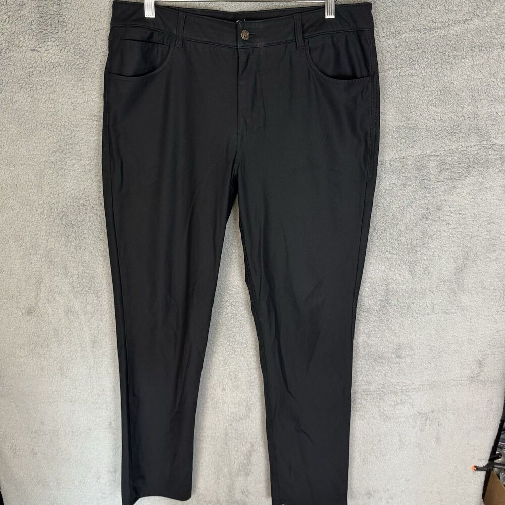 Johnnie-O Pants Mens 36x31 Black Prep-Formance Golf Mid-Rise‎ Straight Fit Chino